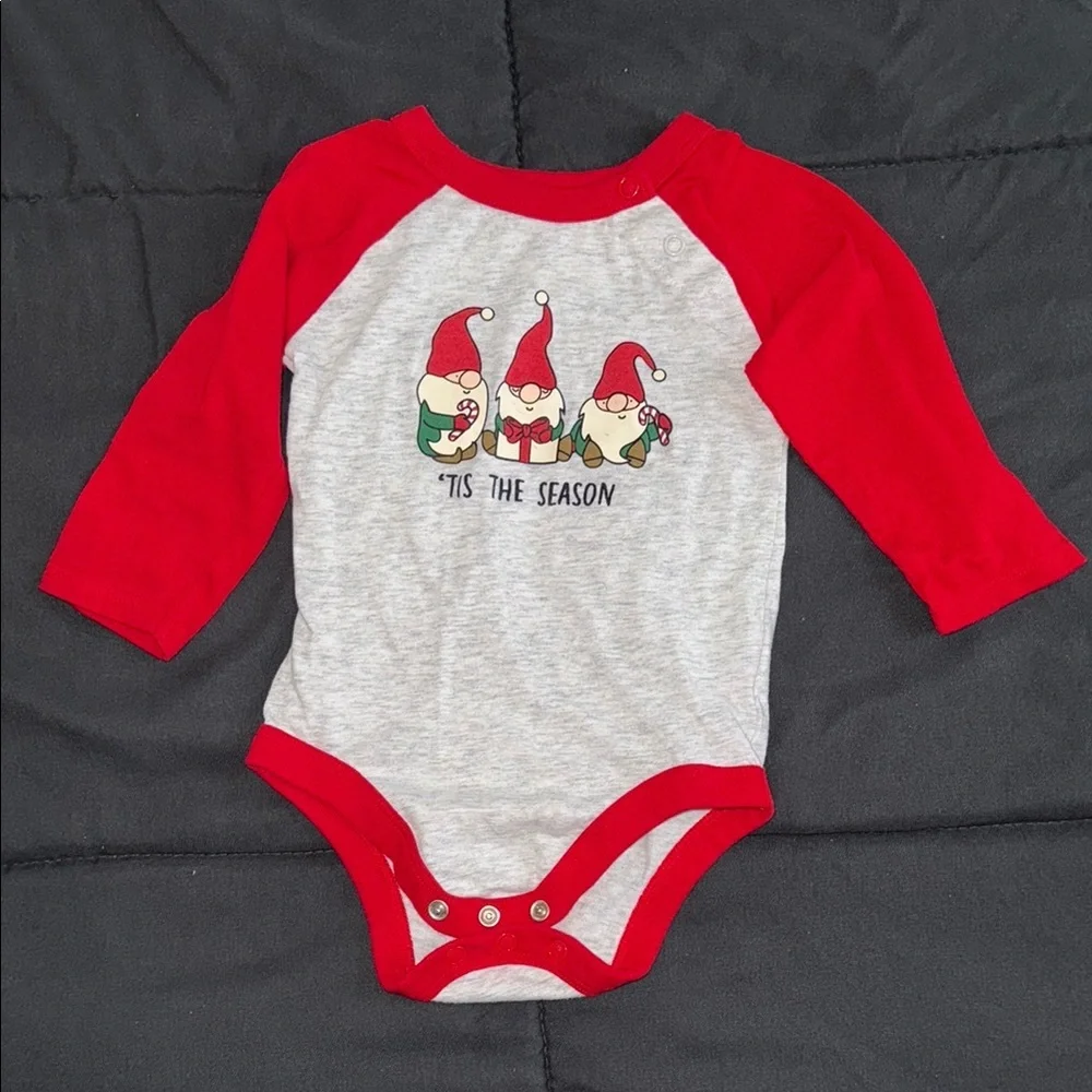 Holiday Time “‘Tis the Season” 6-9 months Bodysuit with Gnome Design - Picture 1 of 4